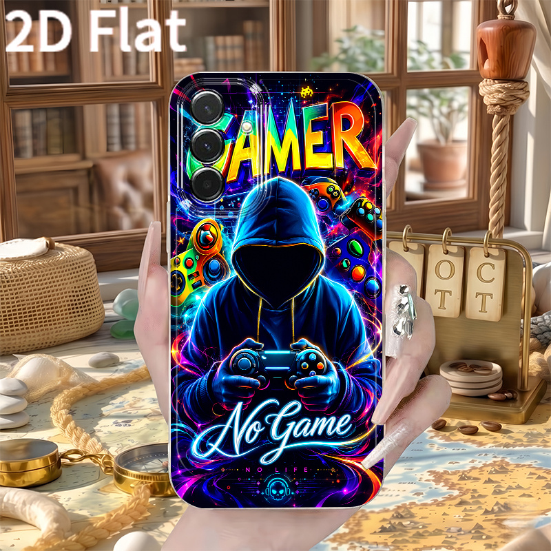 TEMU Phone Case: 2d Flat Neon Esports Gamer Pattern Phone Case, Suitable For Galaxy A03s A05s A06 A07 A13 A14 A15 A16 A17 A22 A23 A24 A25 A26 A32 A34