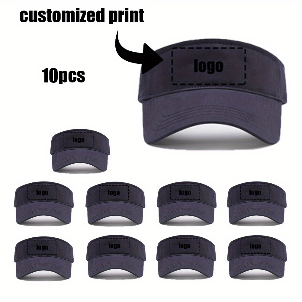 10pcs Custom Printed Unbrimmed Beach Hats