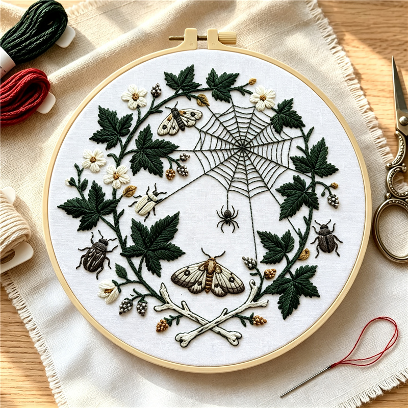 Complete DIY Hand Embroidery Kit with Spider Web Pattern