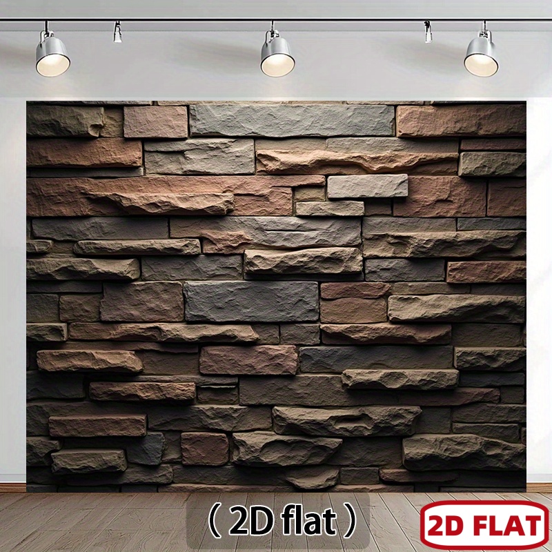 1pc papel tapiz autoadhesivo texturizado de piedra rústica - pegar y   con   natural de   y capas de piedra apiladas realistas, instalación para chimenea, sala, dormitorio -  ,   para fiestas, bares, decoración   y  , 2d  