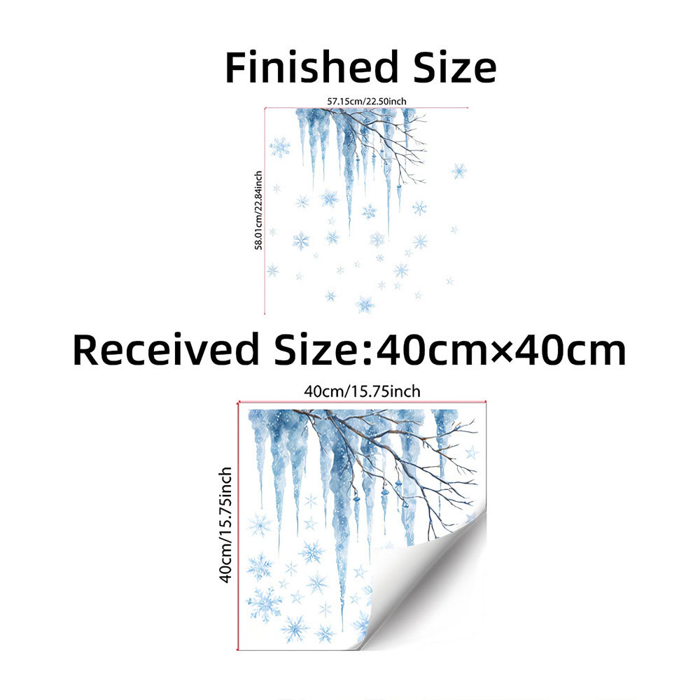 TEMU 1pc Crystal Snowflake Static Cling Window Decal, Icicle Branch Snowflake Star Combination Pattern, Double-sided Static Cling Window Sticker,