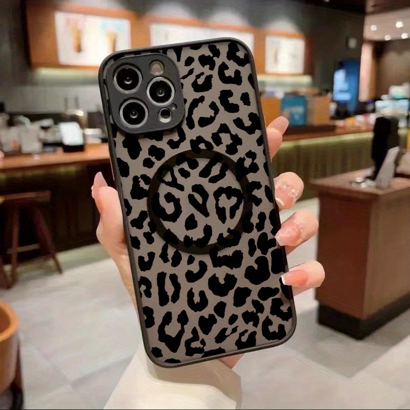Handyhülle: Schwarzes Leopardenmuster – Modisch, luxuriös, all-inclusive für iPhone 16, 15, 14, 13, 12, 11 Pro Max, 7, 8 Plus – Magnetische Hülle