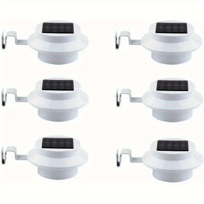 TEMU 6pcs Warm White Solar Gutter Lights, Outdoor Decoration, 3led Fence Lights, Patio Lights, Suitable For Lighting Railings, Exterior Walls, Decks,