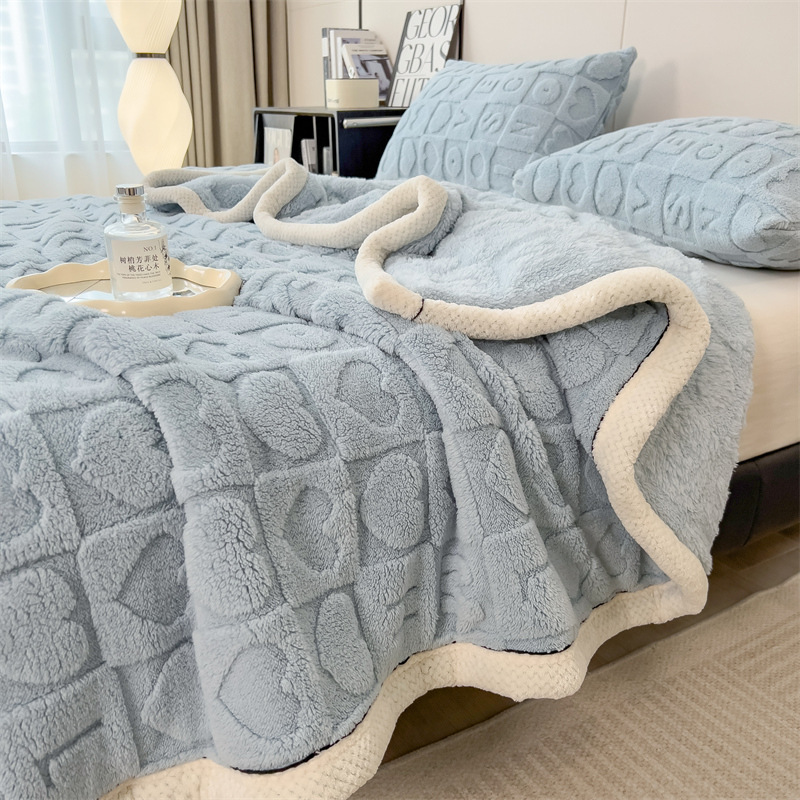 1pc contemporary thickened fleece knit blanket 250 300gsm polyester ultrasonic embossed machine washable     cover bedding office nap throw home decor for bedroom sofa outdoor camping back to school christmas new year Product details 1