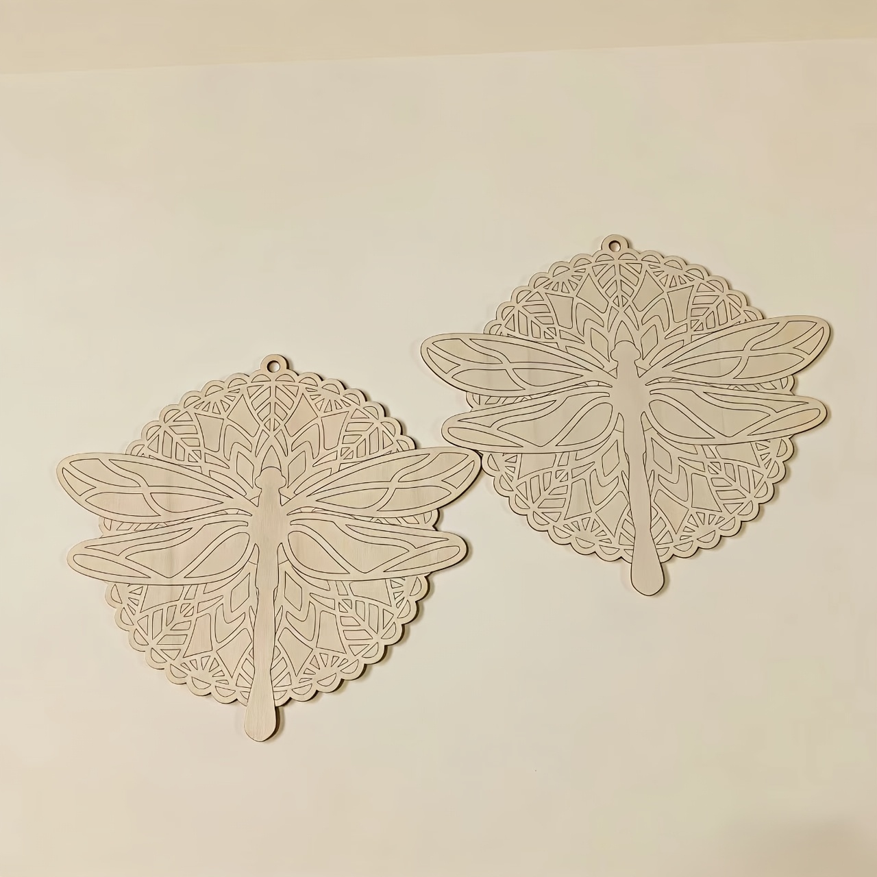 TEMU 2d Flat, 2d Flat Wooden Printed Unfinished Dragonfly Dreamcatcher Pattern Wood Boards, 2pcs, Suitable For Adult Crafts, Home Decor, Holiday