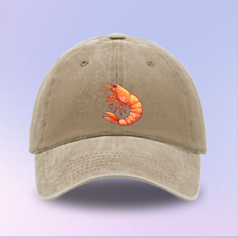 TEMU 1pc New Baseball Cap Shrimp Print Pattern Unisex Hat Adjustable Size Outdoor Leisure Sports Sunshade Suitable Adult Fashion Trend Wear