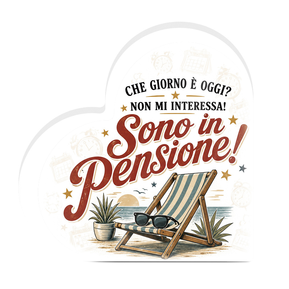 TEMU 2d Flat, 1pc Putuo Decor Italian Retirement Sign "what Day Is? ' Care! I' Retired!" Pvc Table Decor - Italian Wall/table Decoration Suitable For