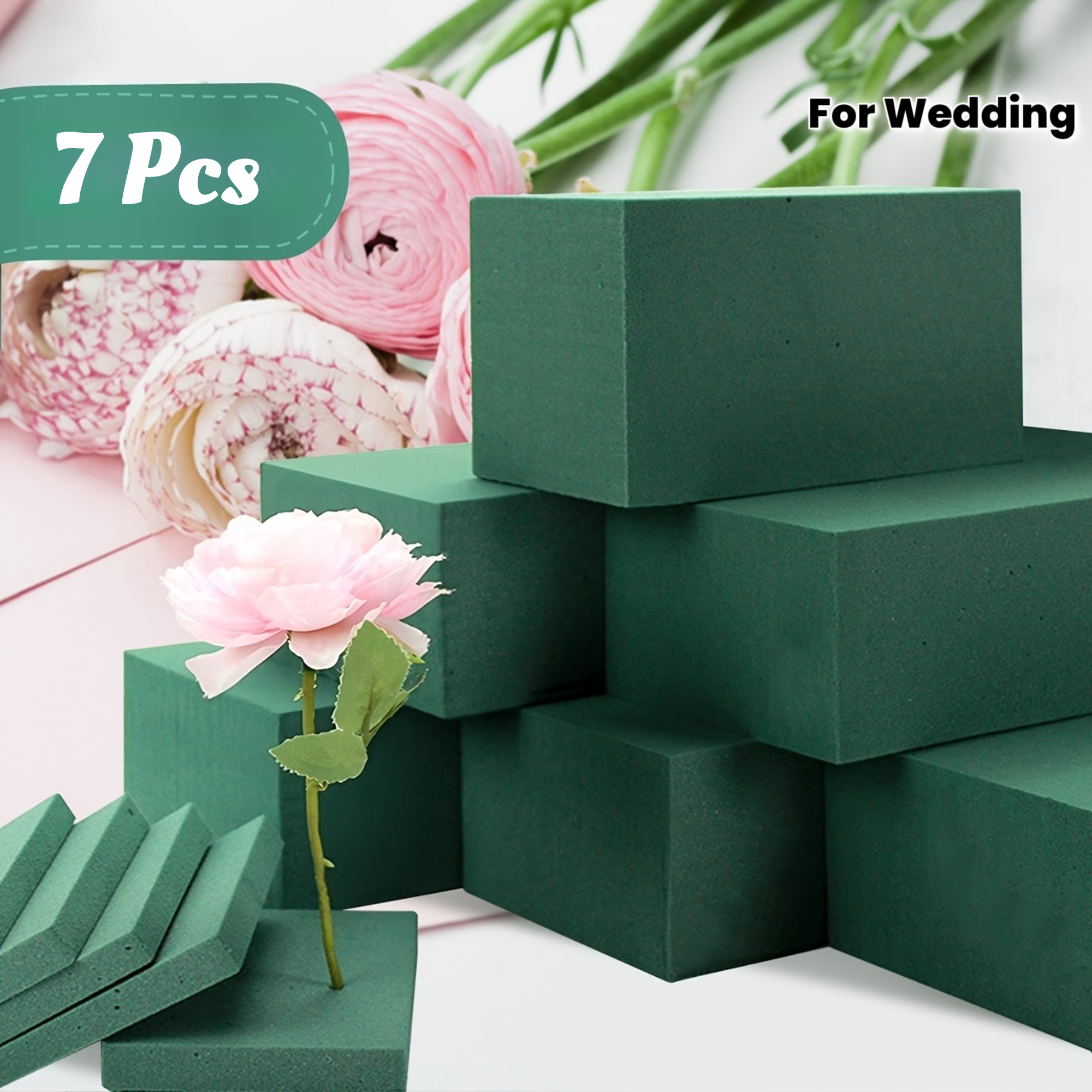 TEMU 7 blocs de mousse florale grandes dimensions, briques de mousse haute , chaque pièce mesure 5,4 po de long x 3,1 po de large x 1,65 po de haut,