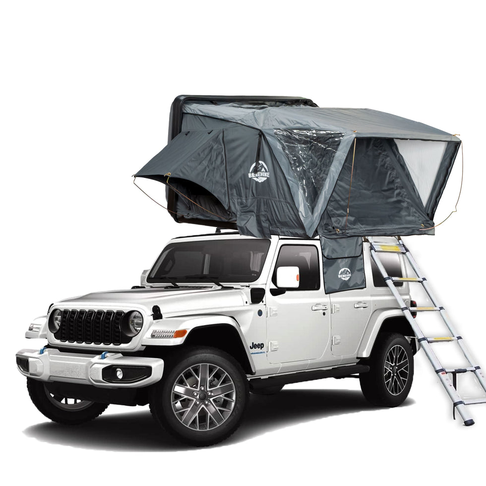 bivvyy v2 quick   up hardshell roof top tent heavy duty suv truck roof tent with tent fly weather camping shelter vehicle mounted for setup zippered door no external poles required Product details 1