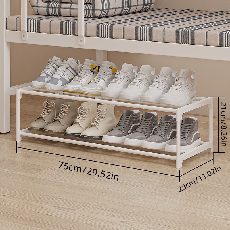 TEMU Étagère à chaussures pratique à deux niveaux sous le lit, rangement multifonctionnel pour chaussures et bottes, fabriquée à partir de composants