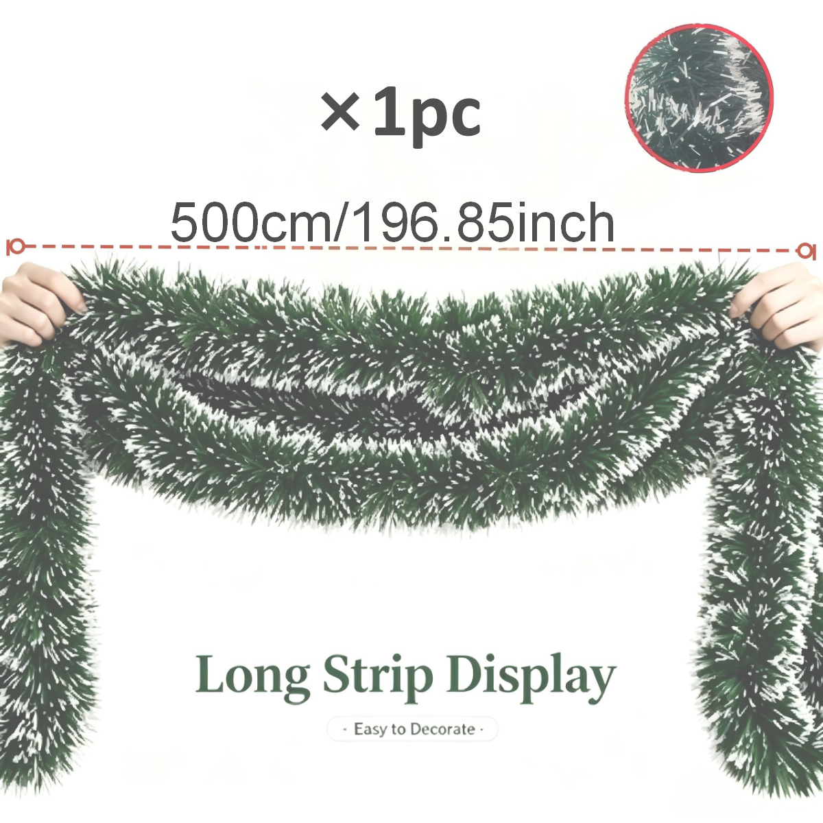 TEMU 5-meter Christmas Decoration Vine With White Edges, Shaped, Winter/ Simulation Decoration, Suitable For Living Rooms, Front Doors, Fences,