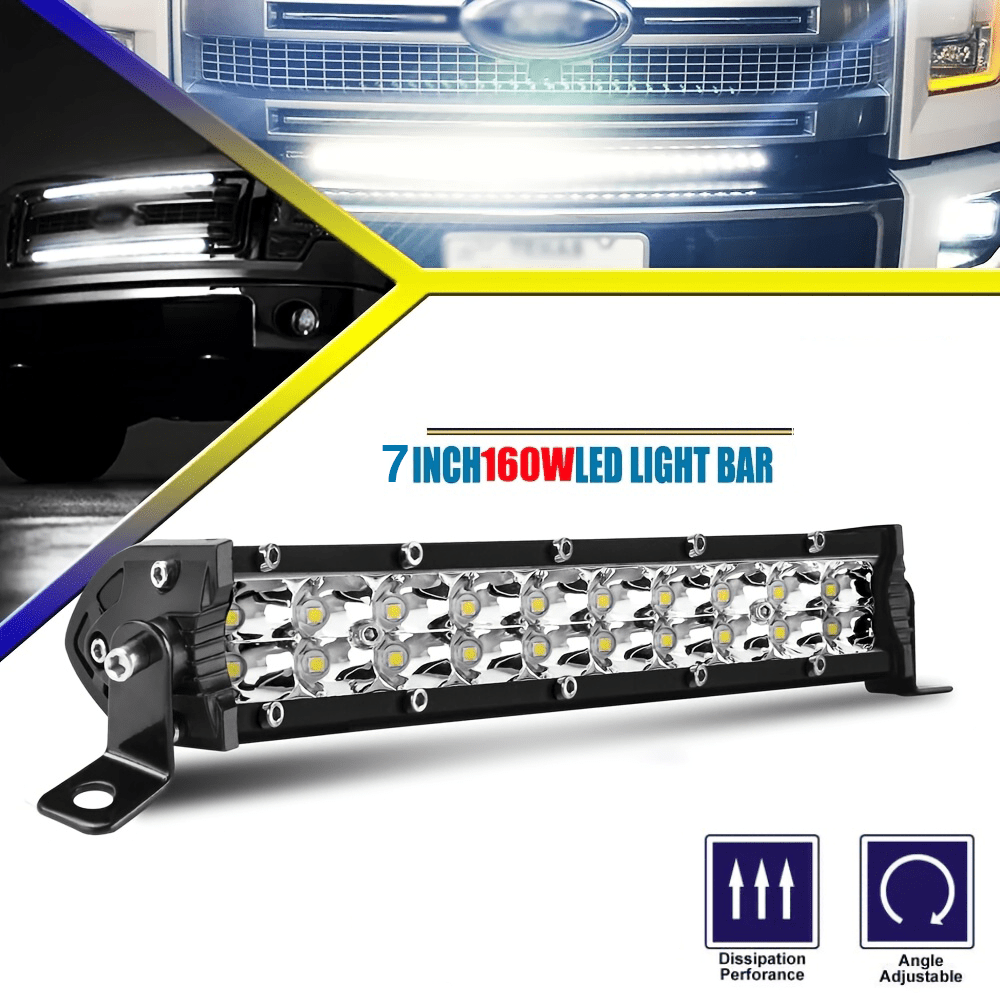 item picture ultra thin 7 inch led double row strip light bright for car truck jeep off road   led lighting battery not included