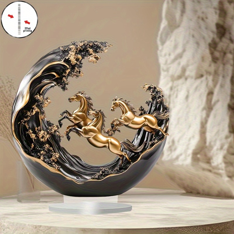 TEMU 2d Flat, 1pc Bohemian Running Horse Table Decor - Modern Minimalist Suitable For Office Desk, Home, Cafe, Bedroom - Acrylic Desktop Accessory