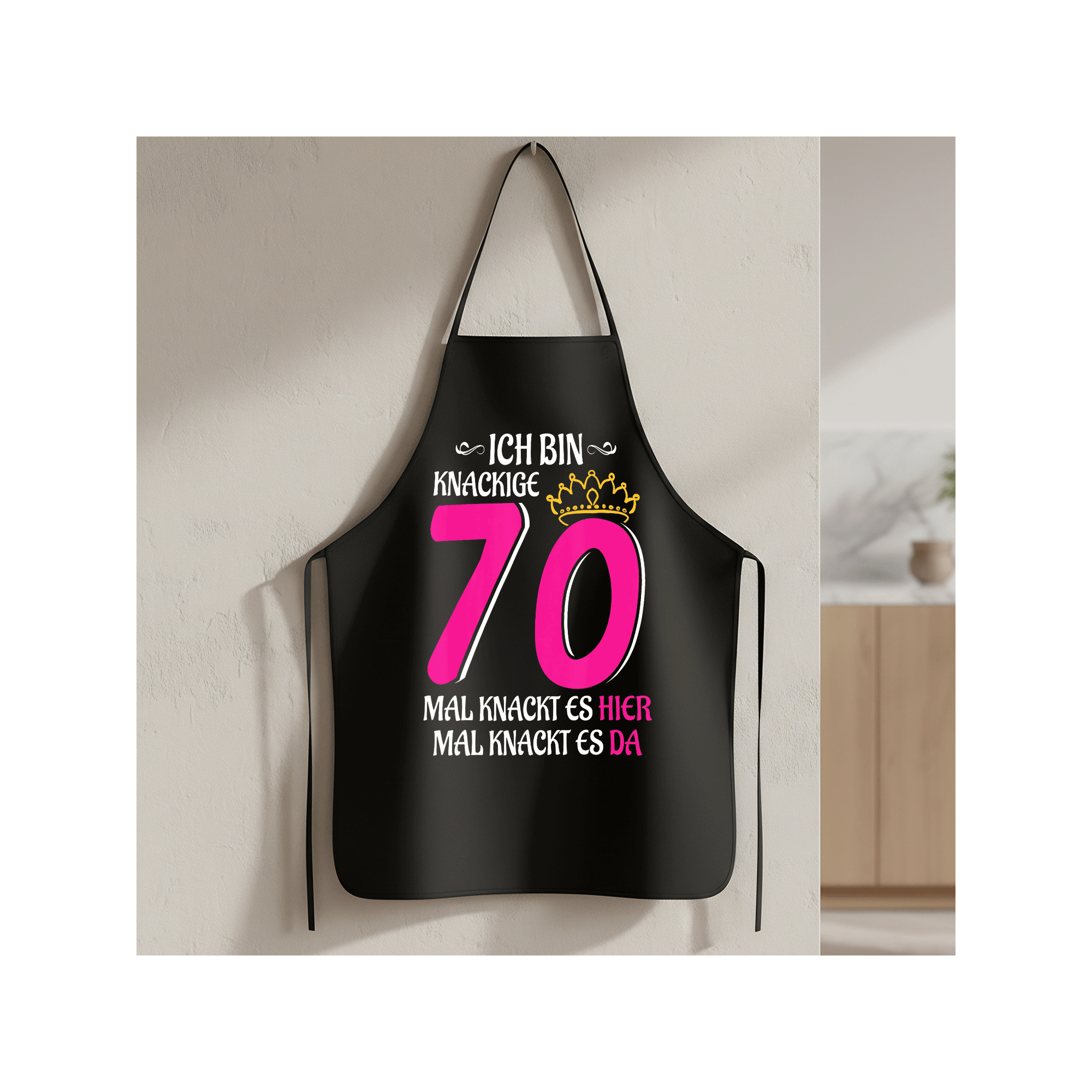 E-shop 70. Geburtstag Frau Lady Schließlich 70 Knuspriges 70 Muster Schürze | Robuste, bequeme und lustige Polyester Schürze, Unisex Kochgeschenk für ,