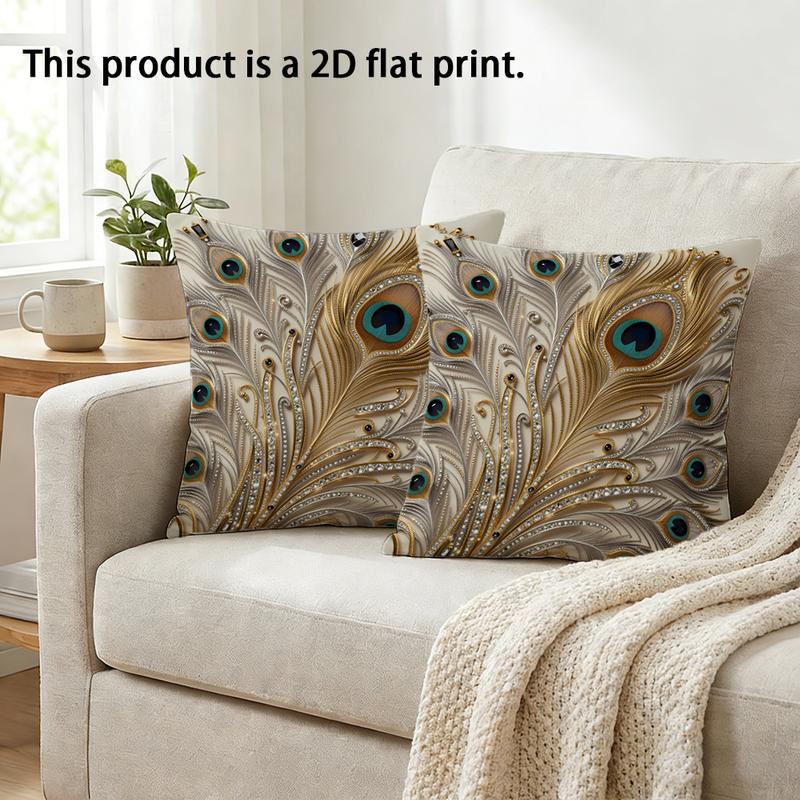TEMU 2d Flat - Jit2pcs, 2d Flat Printihg, Light Print Pillowcase, Three-dimensional Hot Drilling Effect Pattern Cushion Cover, Living Room Decoration
