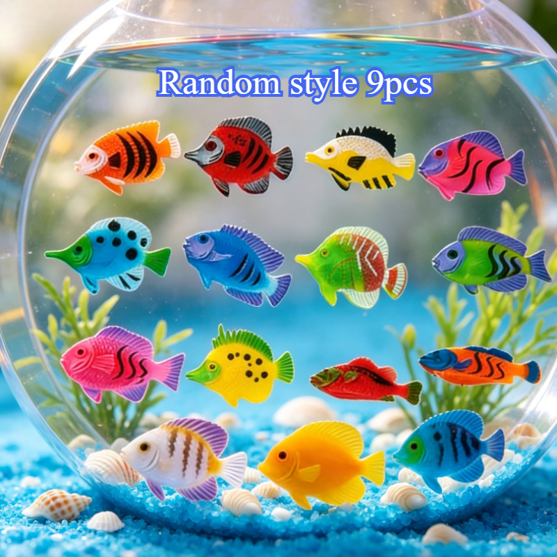 TEMU Set de peces ornamentales flotantes de estilo aleatorio, adecuado para acuarios y baños con decoraciones de peces de plástico realistas, adornos