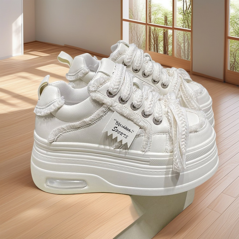 TEMU Platform Sneakers With A Thick Sole, New Style, Versatile White Shoes, Lightweight Casual Sports Shoes, Chunky Heeled Dad Shoes For Women That