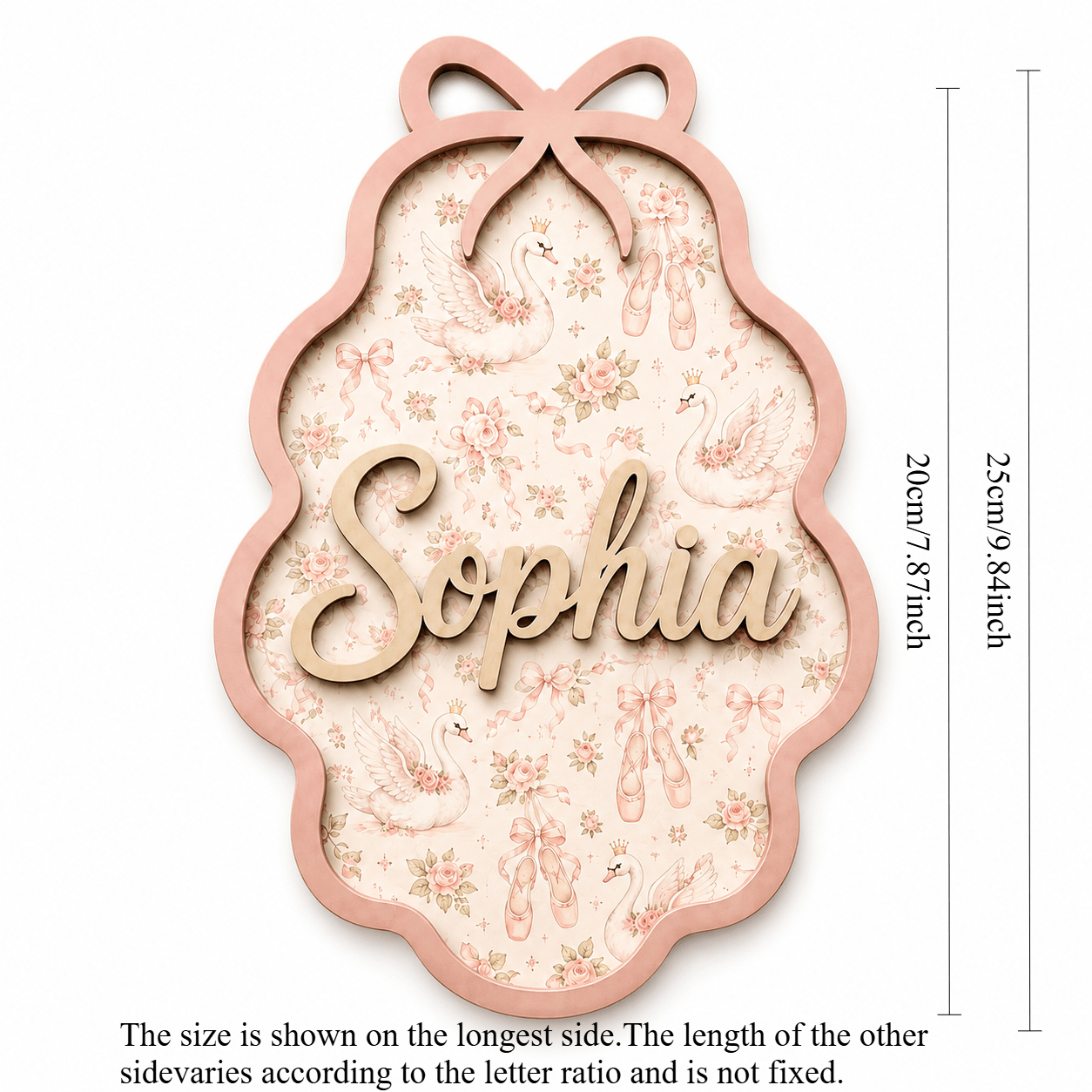 TEMU Swan Ballet Name Sign, Personalized Wooden Name Plaque With Swan Print, Custom 3d Wall Decor, Bedroom Door Sign, Dance Lover Gift