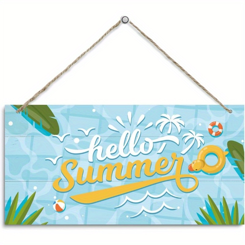 2d flat wood summer themed wall mounted door hanging   coastal decor suitable for home farmhouse poolside   indoor outdoor ocean decoration with minimalist nautical door hanger 2d flat