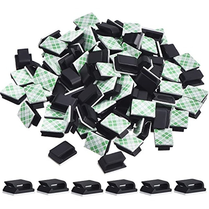TEMU 100pcs Clips Adhésifs pour Guirlandes Lumineuses de Noël, Crochets Adhésifs pour Câbles d'Extérieur, Clips Adhésifs pour des Câbles, Support de
