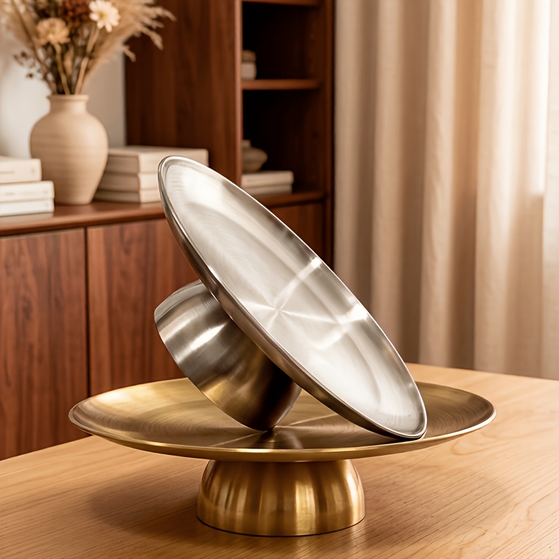 Stylish Minimalist Round Stainless Steel Serving Tray