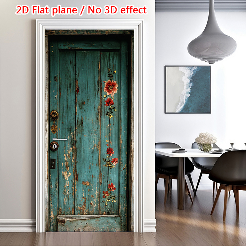 item picture 2d flat 1 pair vintage door door mural sticker   self   removable wall mural floral pattern door wall mural   decoration stickers 2d flat
