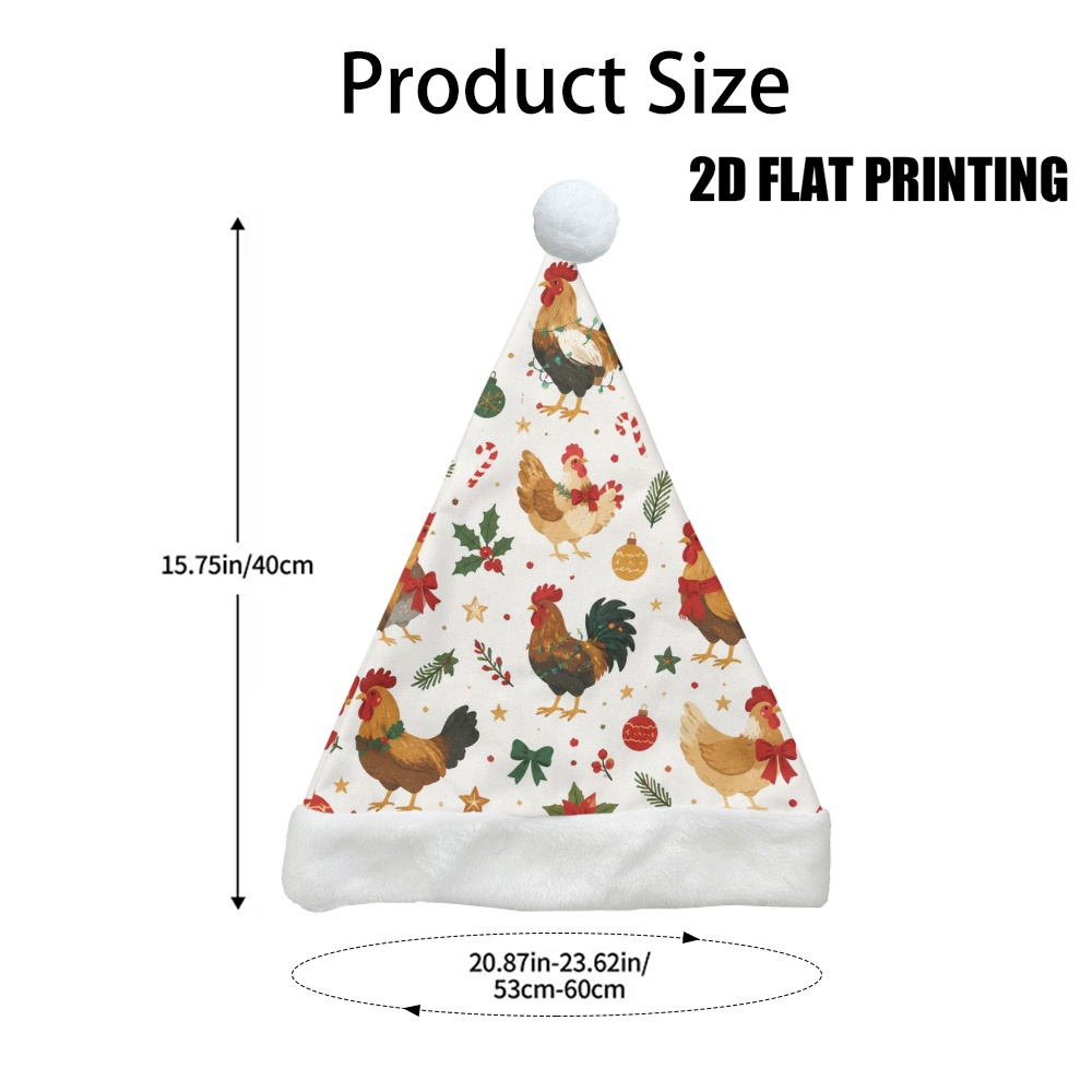 TEMU 1pc Chicken-themed Christmas Party Hat With Chicken-shaped - Hand Washable Suitable For Xmas Gatherings, Themed Celebrations, Winter Events, For