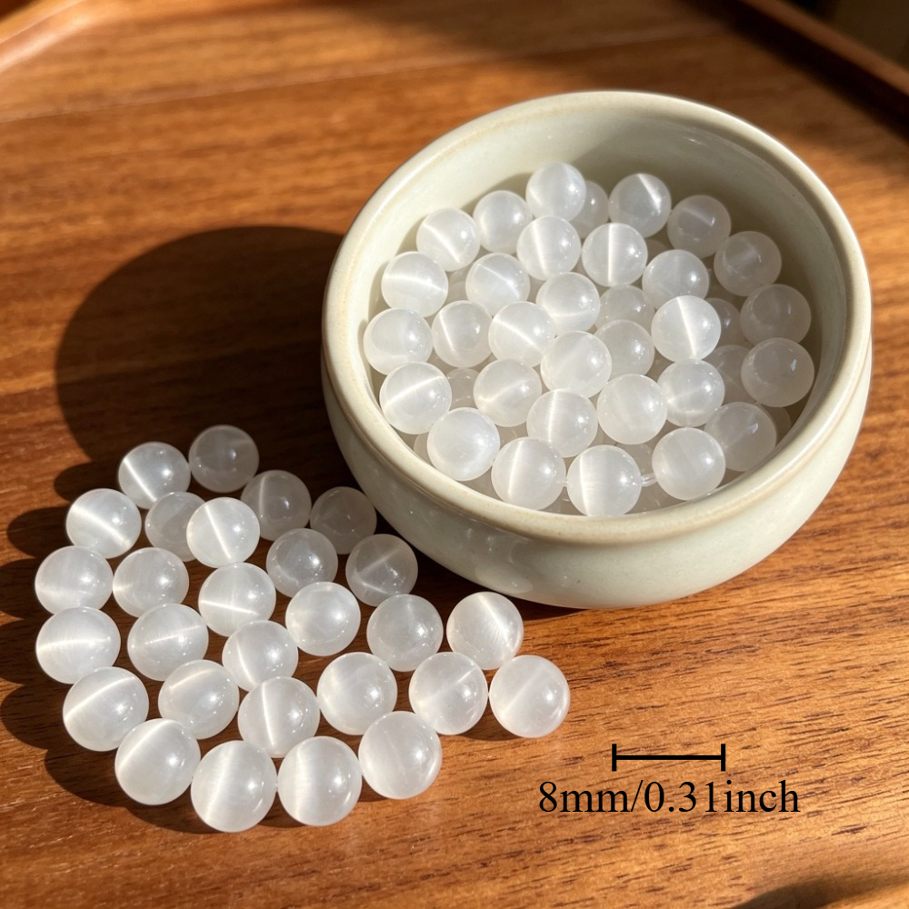 TEMU 26 pz Occhio Chiaro di Luna Occhio Naturale, Perline Sciolte Tonde da 8mm, Accessori Fai da Te per Braccialetti Collane Orecchini, Regalo per