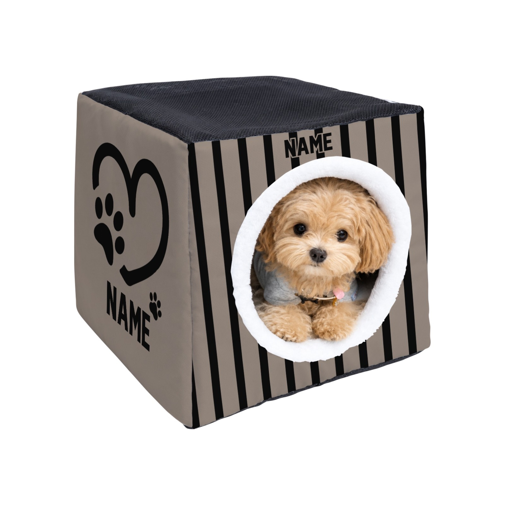 customizable custom dog bed cat house with   and warm pet sleeping space small dog house and cat house autumn   closed design pet gift pet lovers pet supplies heart shaped paw print pattern Product details 8
