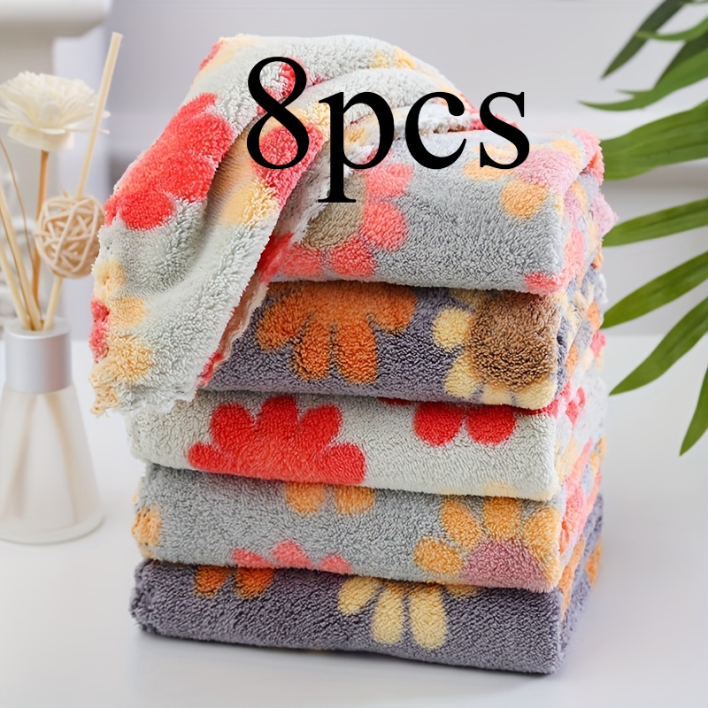 Image of 4/8pcs Set Of Luxurious Bohemian Floral Patterned Towels - Dishcloths, Hand Towels, Square Towels, Super Absorbent, Quick-dry - Perfect For Kitchen And Home Bathroom, Mother's Day Gift, Random Colors