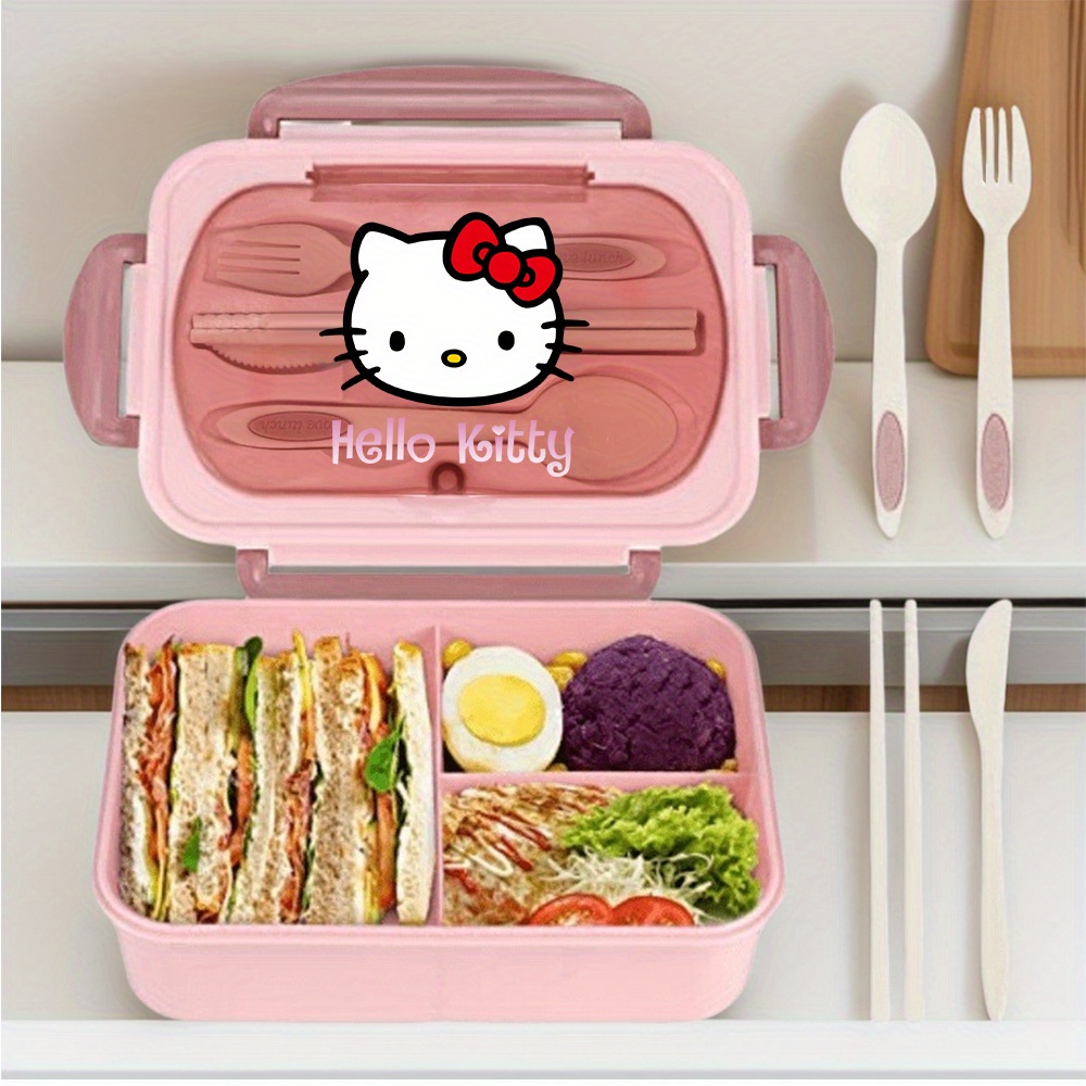 [back To ] 1pc Hello Kitty Printed Lunch Bags, Reusable, Student Lunch Boxes And Boxes, Suitable For Fruits, Including Chopsticks And Spoons, As Well As Travel Food Storage Boxes