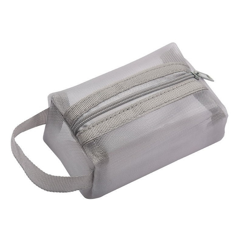 TEMU Portable Mini Mesh Storage Pouch, Transparent Zippered View Pouch, Lightweight And Compact Key, Coin, And Card Organizer, Simple Solid Color
