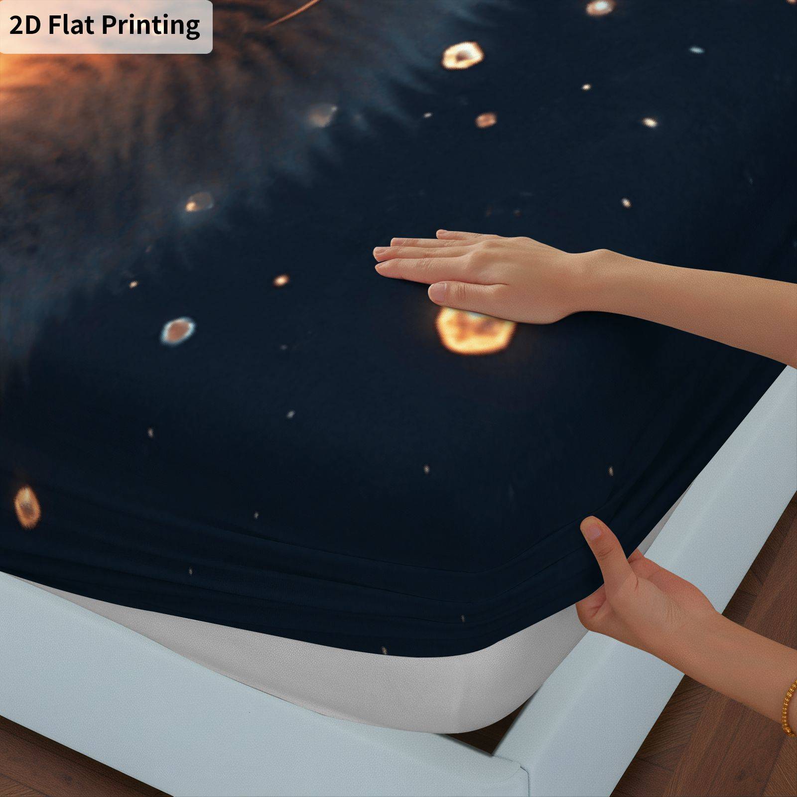 3pcs starry   fitted sheet 3pcs set 1 fitted sheet 2 pillowcases   starry sky theme cat pattern bedding mattress protector soft breathable   bedroom and living room