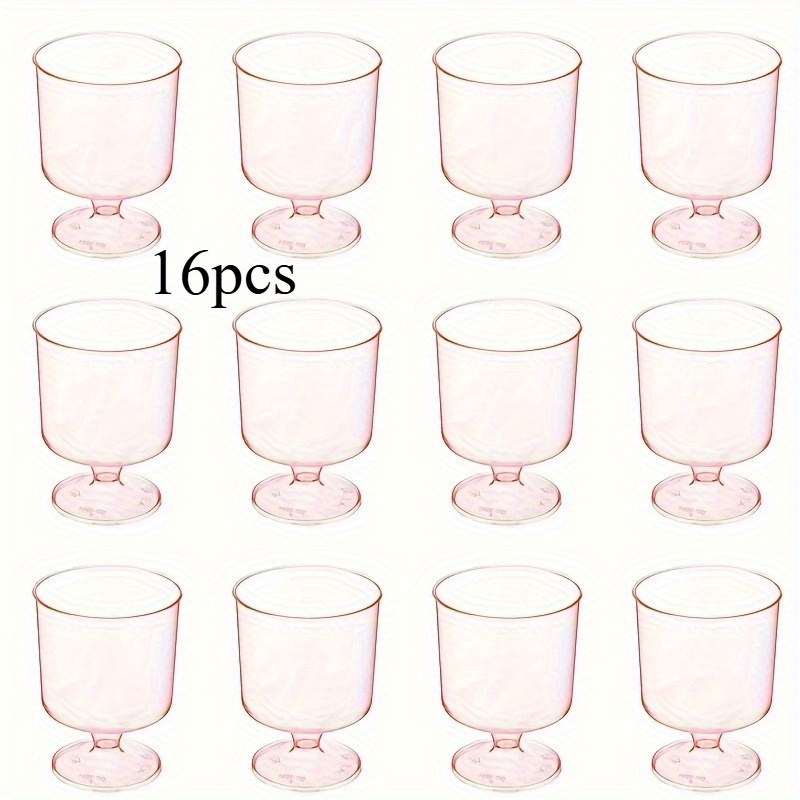 Image of 16pcs Pink Stemmed Glasses, Mousse Cups, Ice Cream, Pudding Cups, Dessert Cups, Drink Cups, Juice Cups, Suitable For Parties, Holiday Gatherings, Wedding Dessert Table Decor, Cake Cups