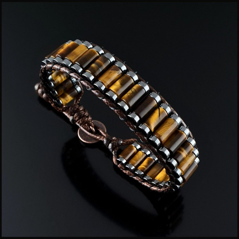 TEMU 1pc Of Tiger Eye Stone Bracelet, High-quality Tiger Eye Stone Bead Jewelry, Father's Day Gift, Gift For Dad, Valentine's Day/ Birthday/