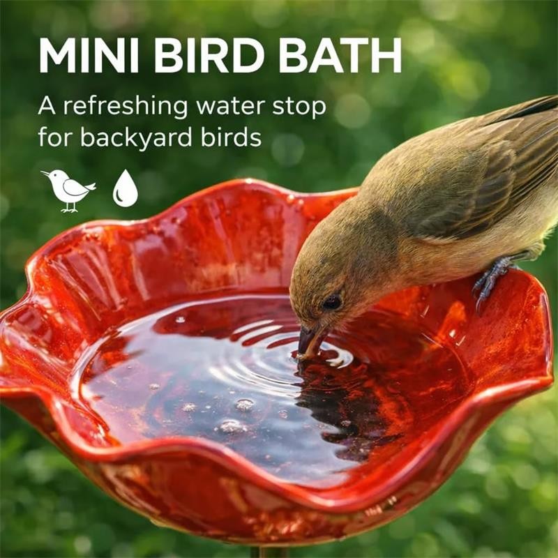 E-shop [3D] [3D] Handgefertigter Metall-Blumen-Gartenstecker mit Bienenbad & Vogeltrinkschale – Dekorative Gartenkunst für den Außenbereich,
