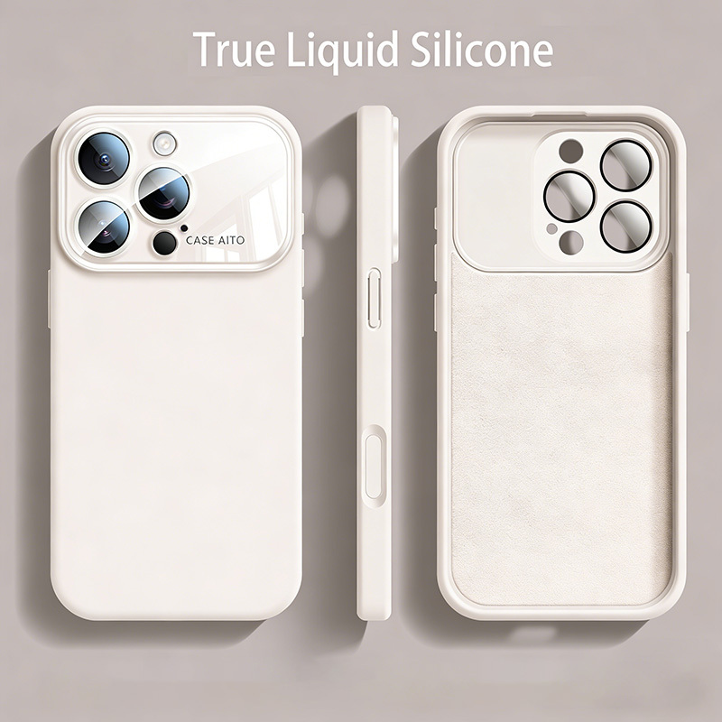 Phone Case: Luxury & Aesthetic Phone Case For For Iphone 17 16 15 14 13 12 Pro , Protection Level, Solid Color, Feel, Liquid, Crystal Window Lens Protection Case, Anti-slip, Full-coverage Drop
