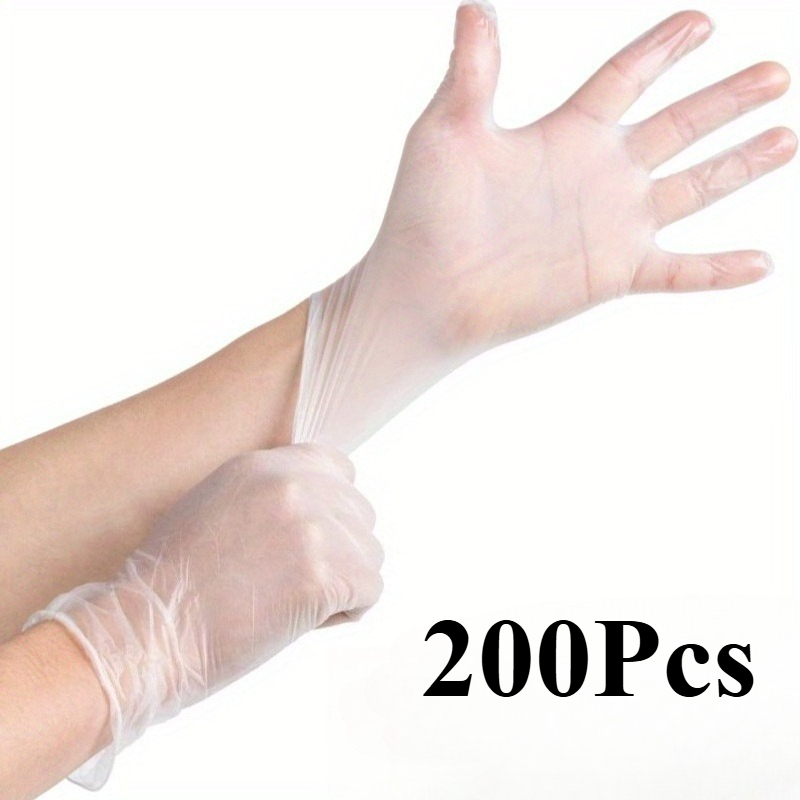 TEMU 200pcs Thickened Durable Transparent Gloves, Made Of Pe Material. Lightweight And Snug-fitting With Flexible Touch That Feel Stuffy. Thickened