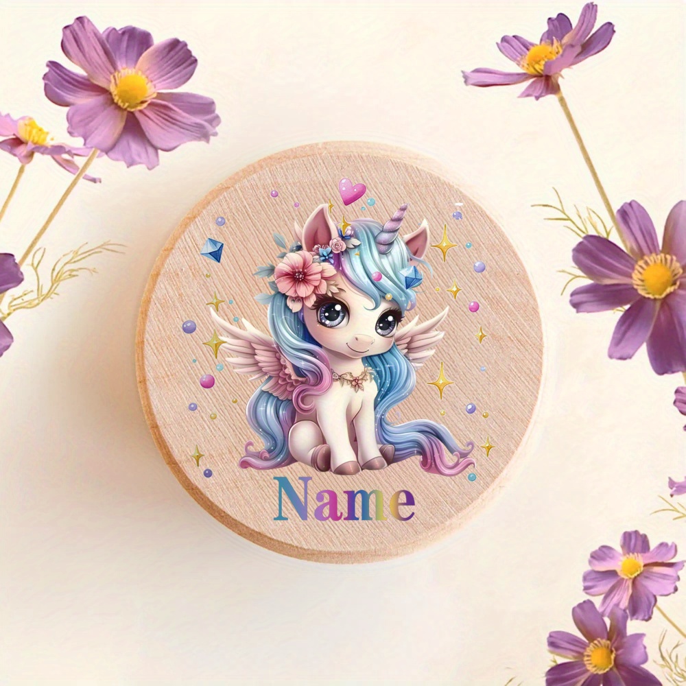 TEMU Personalized Unicorn Tooth Fairy Box With Name/initials - Teeth Collection Storage, Wood Keepsake Box For, Gift & Tooth Loss Milestone Keepsake