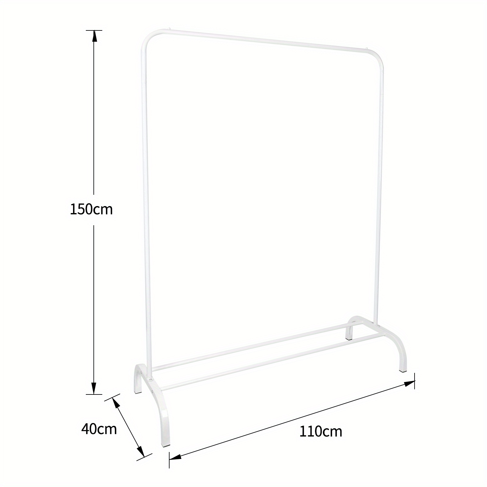 40*110*150cm Single Rod Without Wheels Floor Coat Rack, Coat Rack, White, Suitable For Balcony And Bedroom