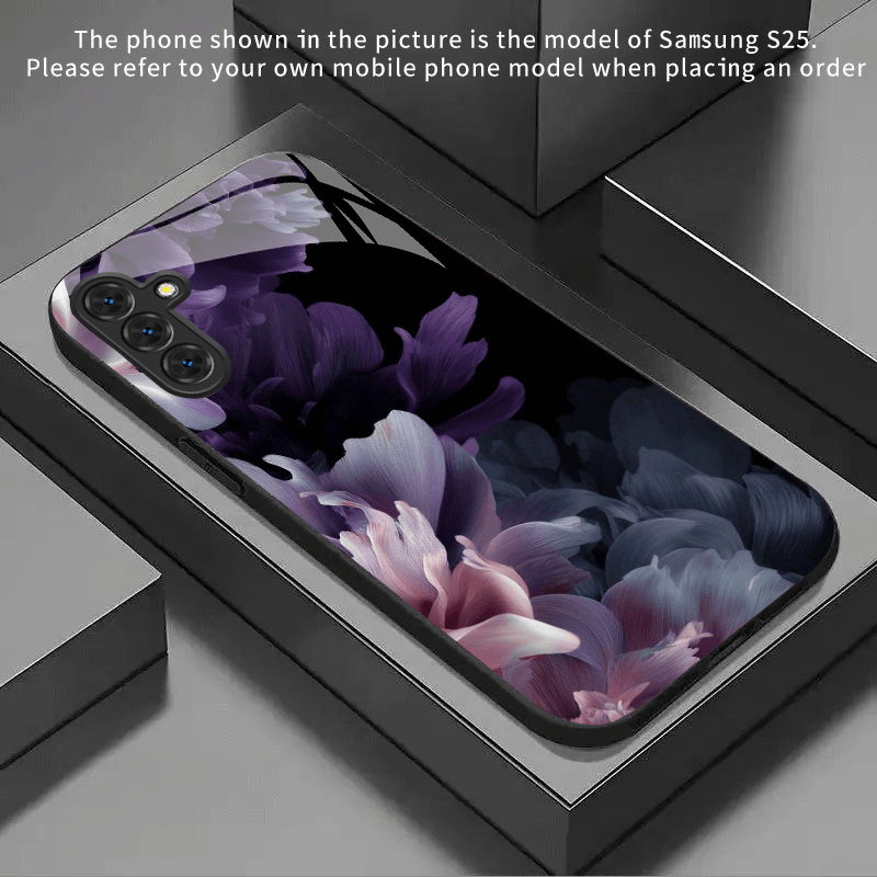 TEMU Phone Case: Gradient Peony Pattern Phone Case Tempered Glass For Galaxy S25 Ultra/s25 /s25 Fe/s25/s24 Ultra/s24 /s24
