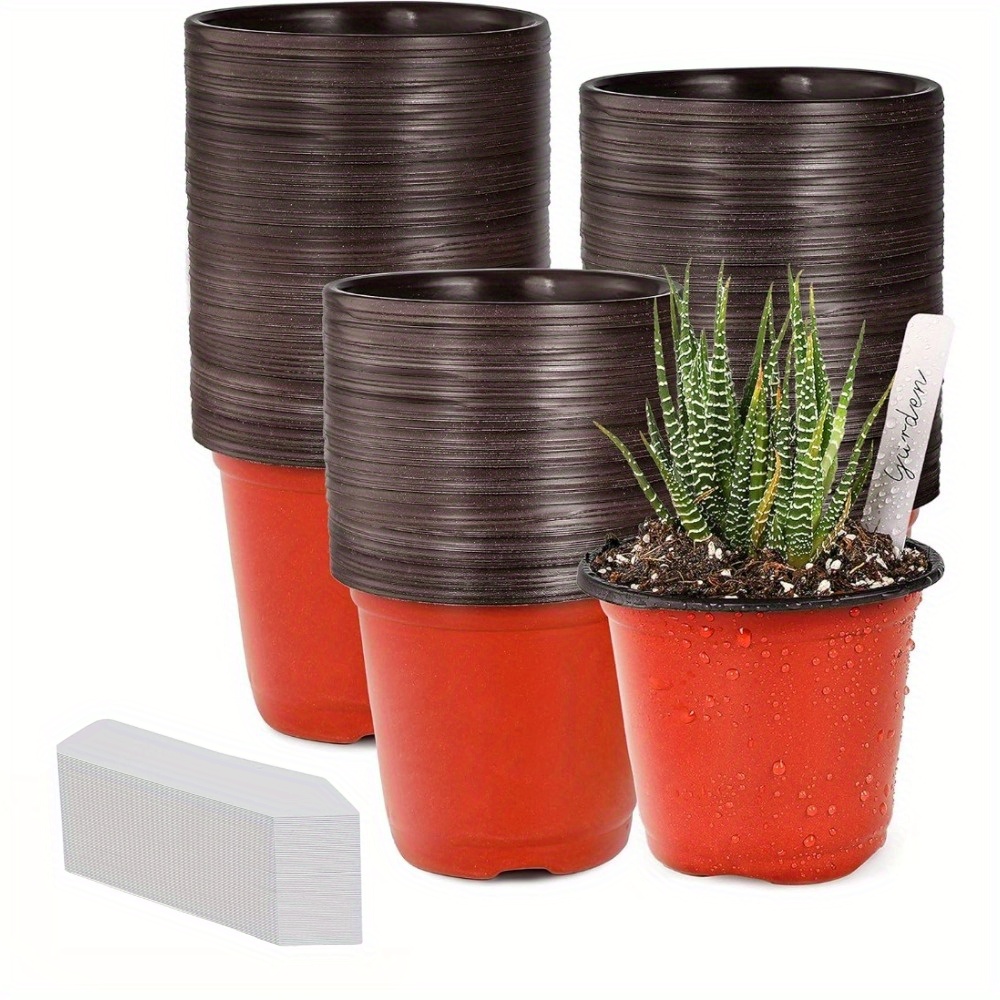 120 macetas para vivero con 100 etiquetas de plantas, macetas   para sembrar semillas, macetas de plástico con agujeros de drenaje para prevenir la podredumbre de  , mejoran   de   de las plantas, ideales para proyectos de jardinería y  