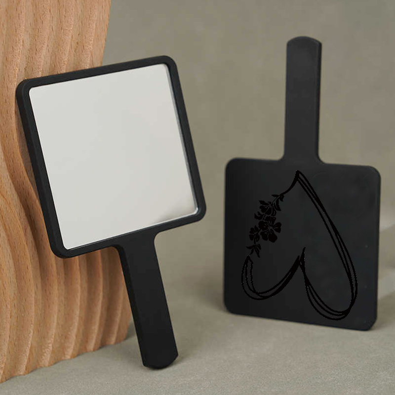 Square Handheld Makeup Mirror with Long Handle