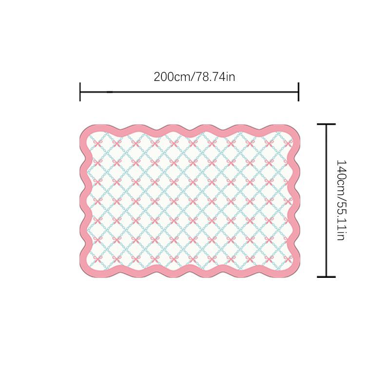 TEMU 1 tapis et à poils en polyester, antidérapant, motif de grille à nœud papillon, lavable en machine, irrégulière, pour Noël, Halloween, Pâques,