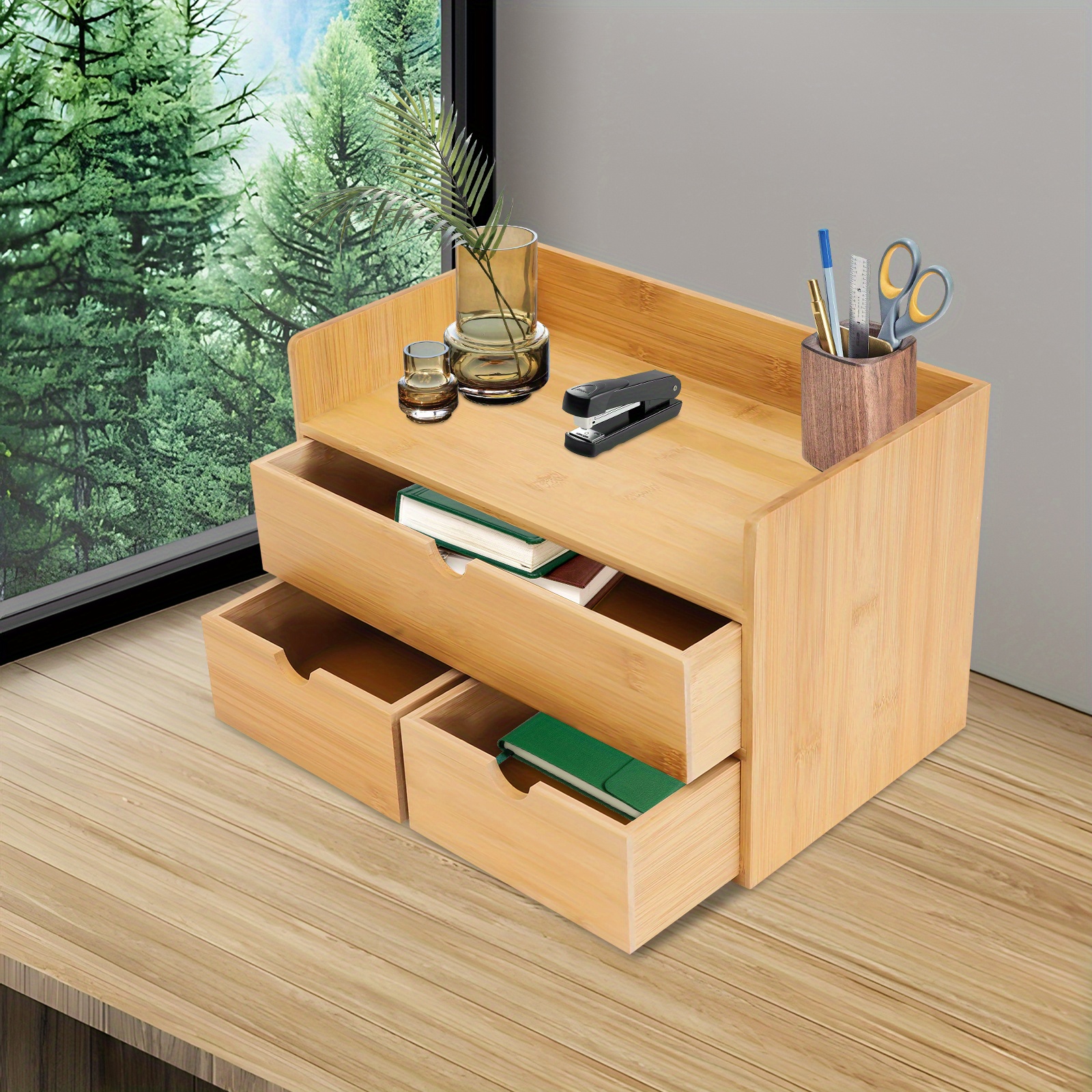 E-shop Schreibtisch Organizer mit 3 Schubladen | Tisch Aufbewahrungsbox mit separaten Schubladen für Bürobedarf und Schminktisch