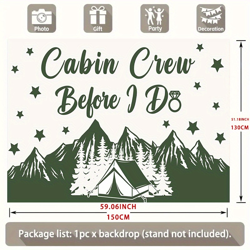TEMU 1pc Of Camping-themed Decoration For A Bachelorette Party, Featuring A Backdrop For A Before The Wedding. This Hiking Decoration Is Suitable For