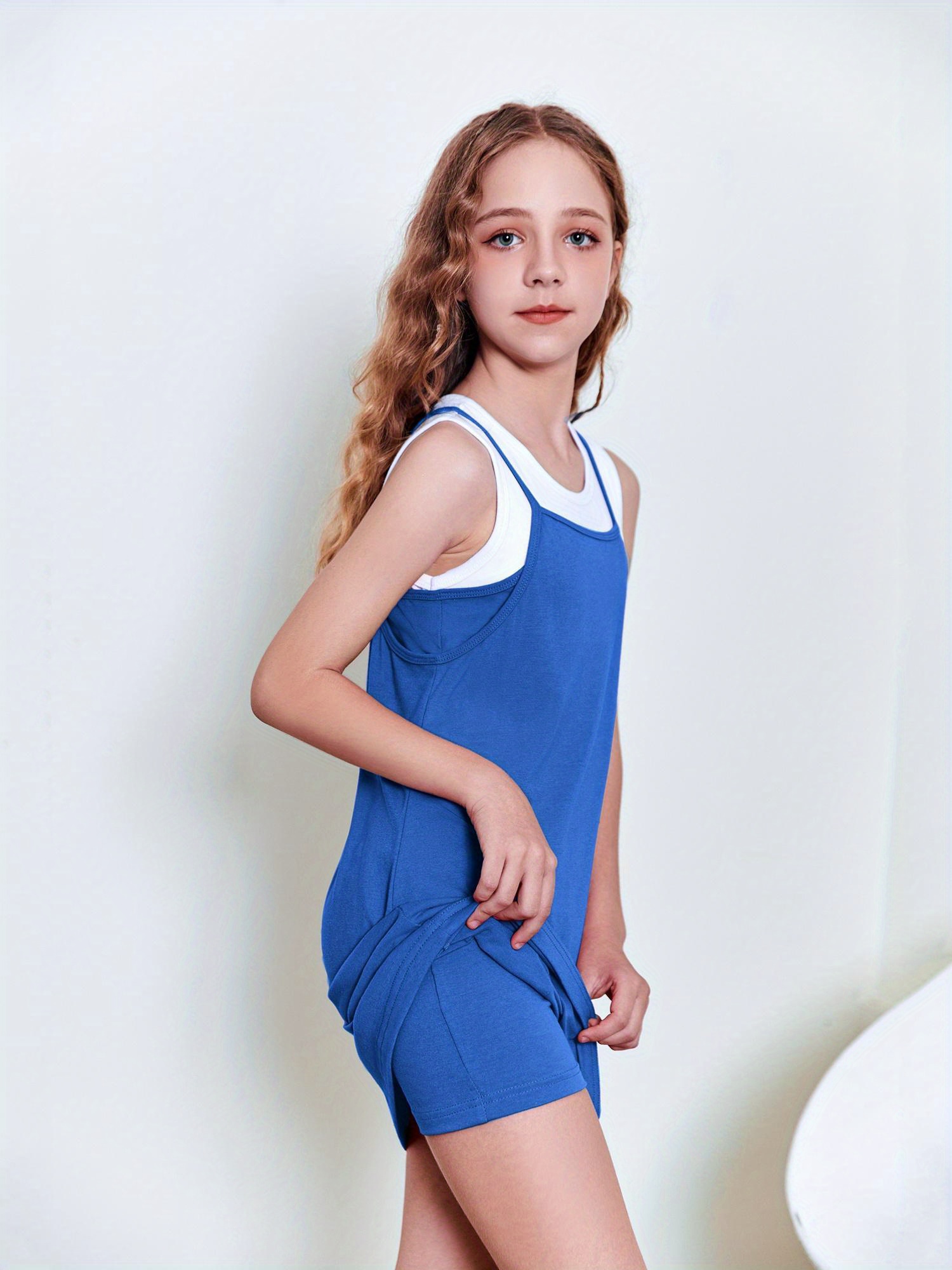 girls dress shorts casual summer spaghetti straps 1pc romper - Temu