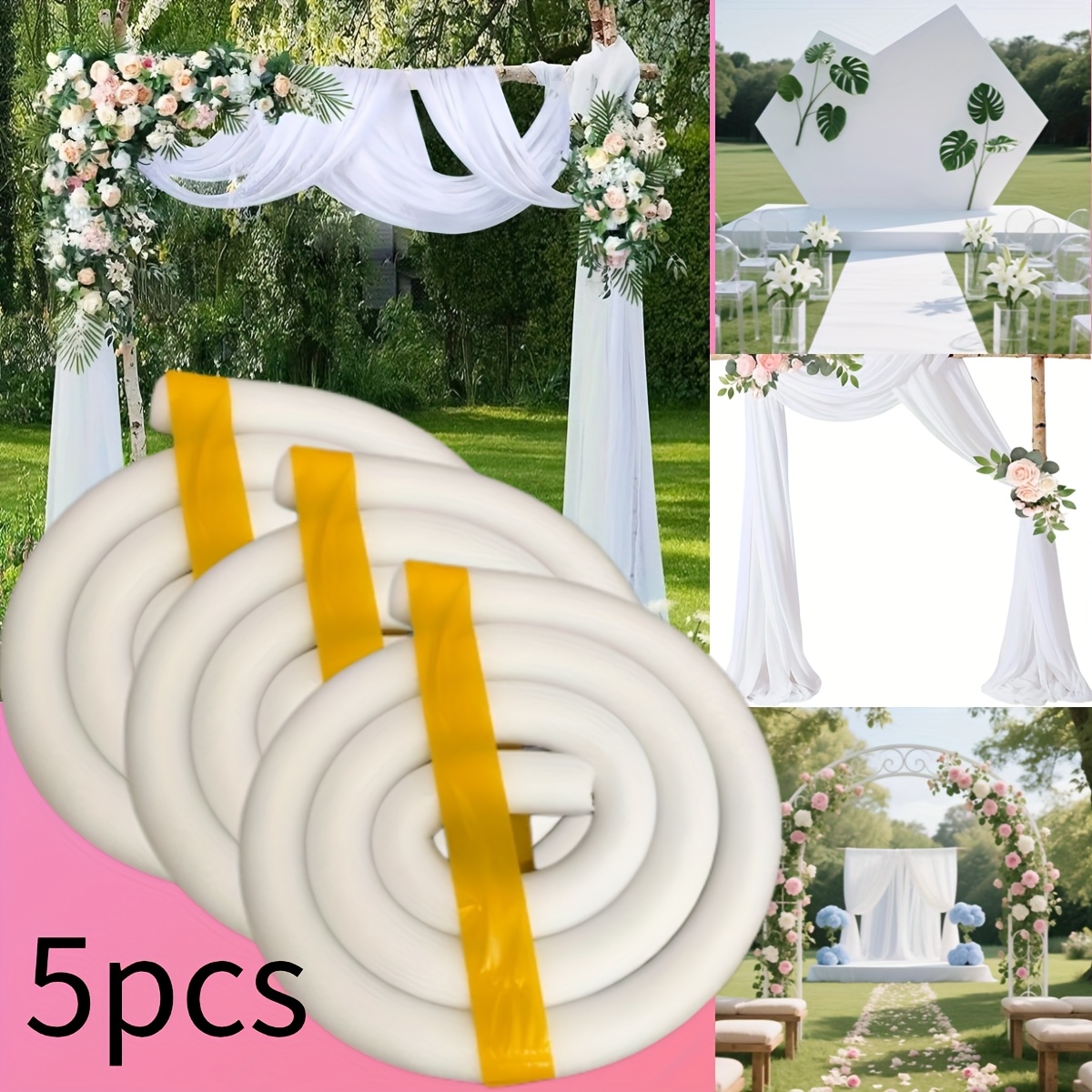 E-shop 5 Stück Hochzeitsdeko Schaumstoffblumen, geeignet für Blumengarnitur und Basteln, 200.0cm Multifunktionale künstliche Blumen Schaumstoffstäbe,