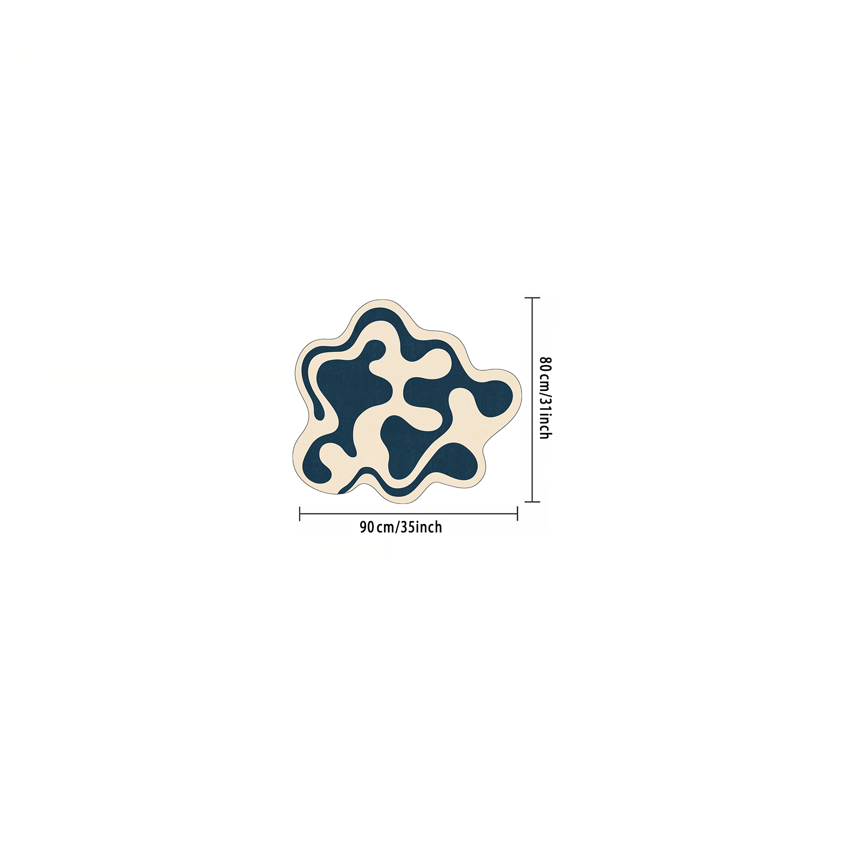 TEMU [ Product] Rug 850g/m2 1pc Modern Minimalist Artistic Blue And White Flowing Lines Irregular Plush Carpet High Density Tufted -friendly