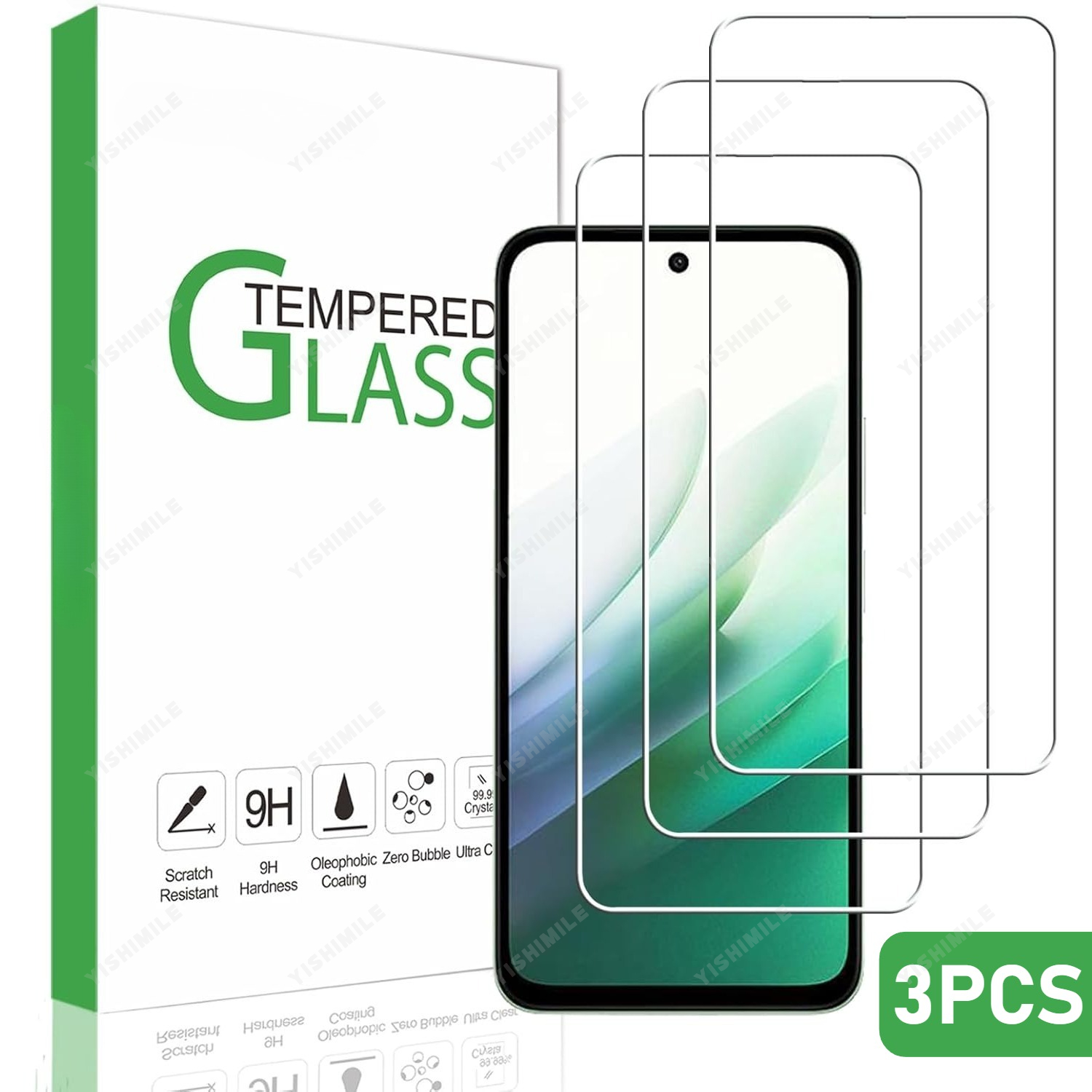 TEMU 3 шт. Захисне скло для екрана, підходить для Redmi 9 9A 9C 9T 10 10A 10C 12 12C 13 13C 14C 14R 15 15C 4G 5G, твердість 9H, глянсове покриття, HD